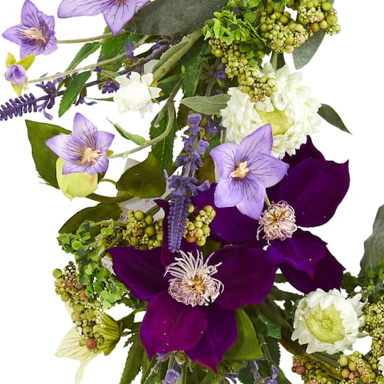 22'' Purple & White Mixed Flower Wreath